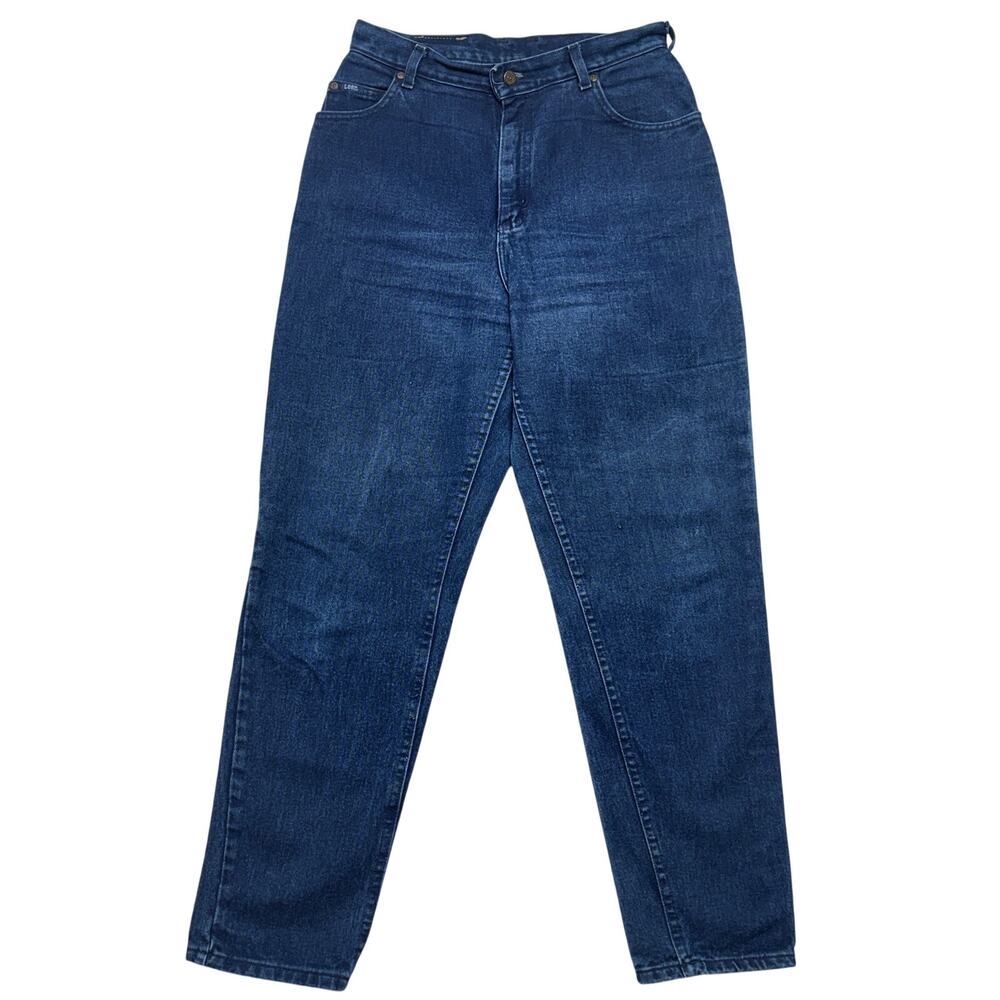 Vintage 90s High Waisted Lee Jeans 12 Medium Tapered Indigo Dark Wash